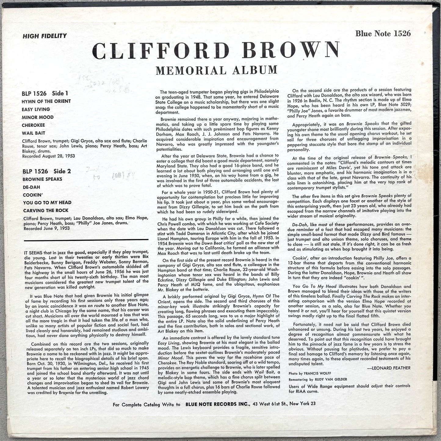 1528/ CLIFFORD BROWN - Memorial Album