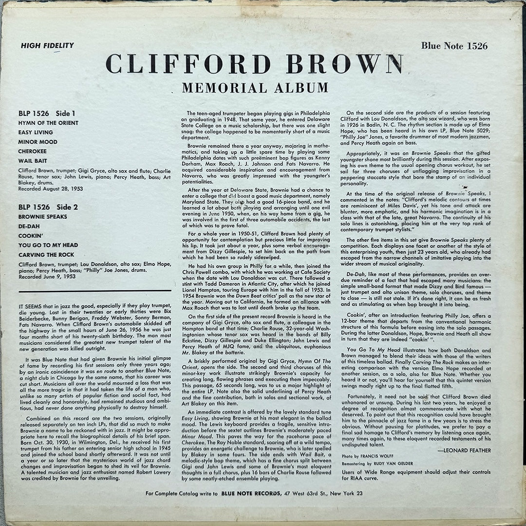 1526/ CLIFFORD BROWN - Memorial Album