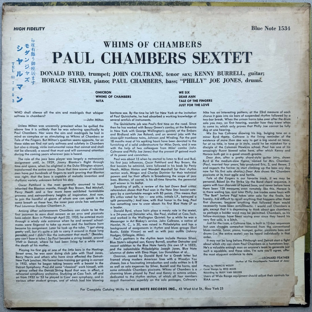 1534/ PAUL CHAMBERS - Whims of Chambers