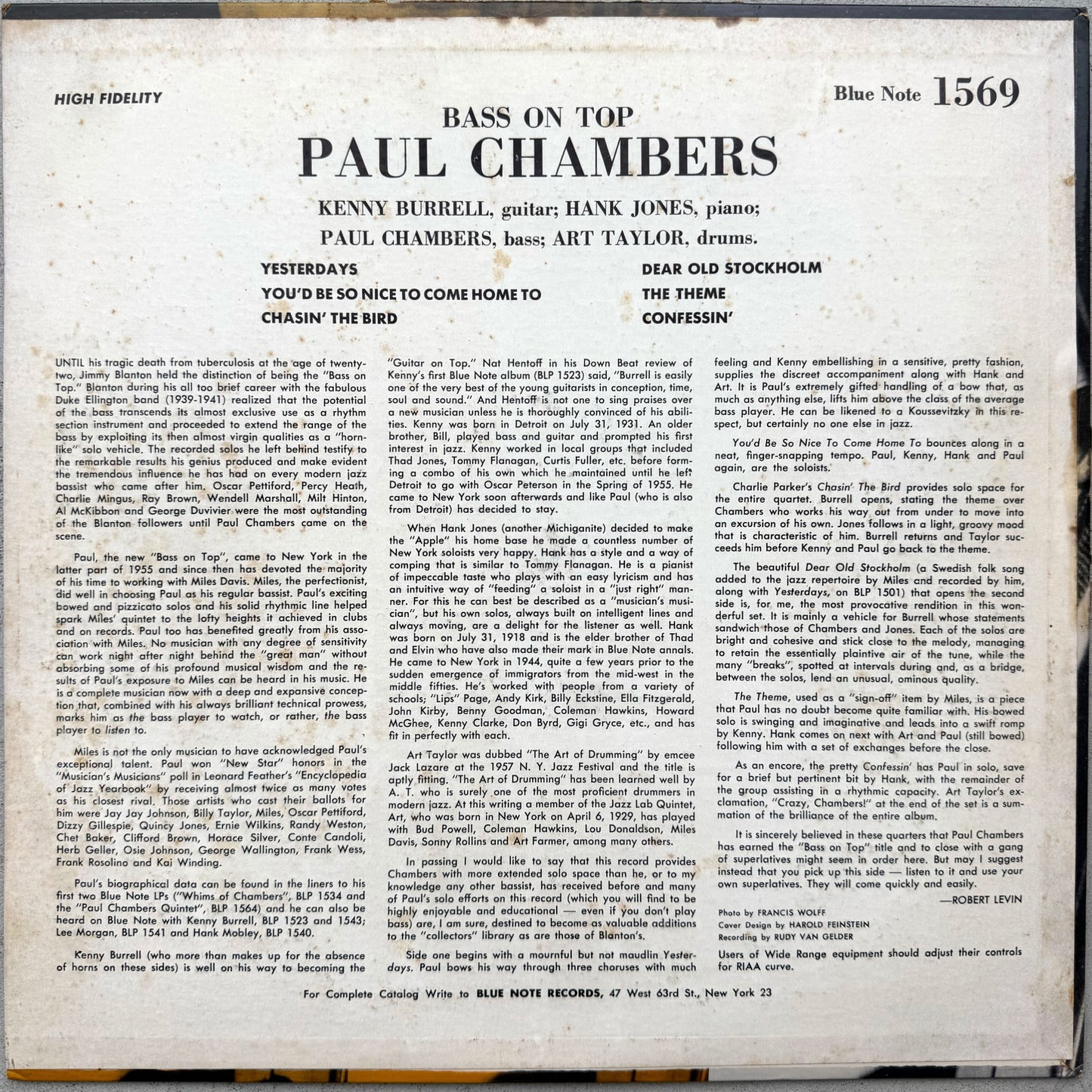 1569/ PAUL CHAMBERS - Bass on Top