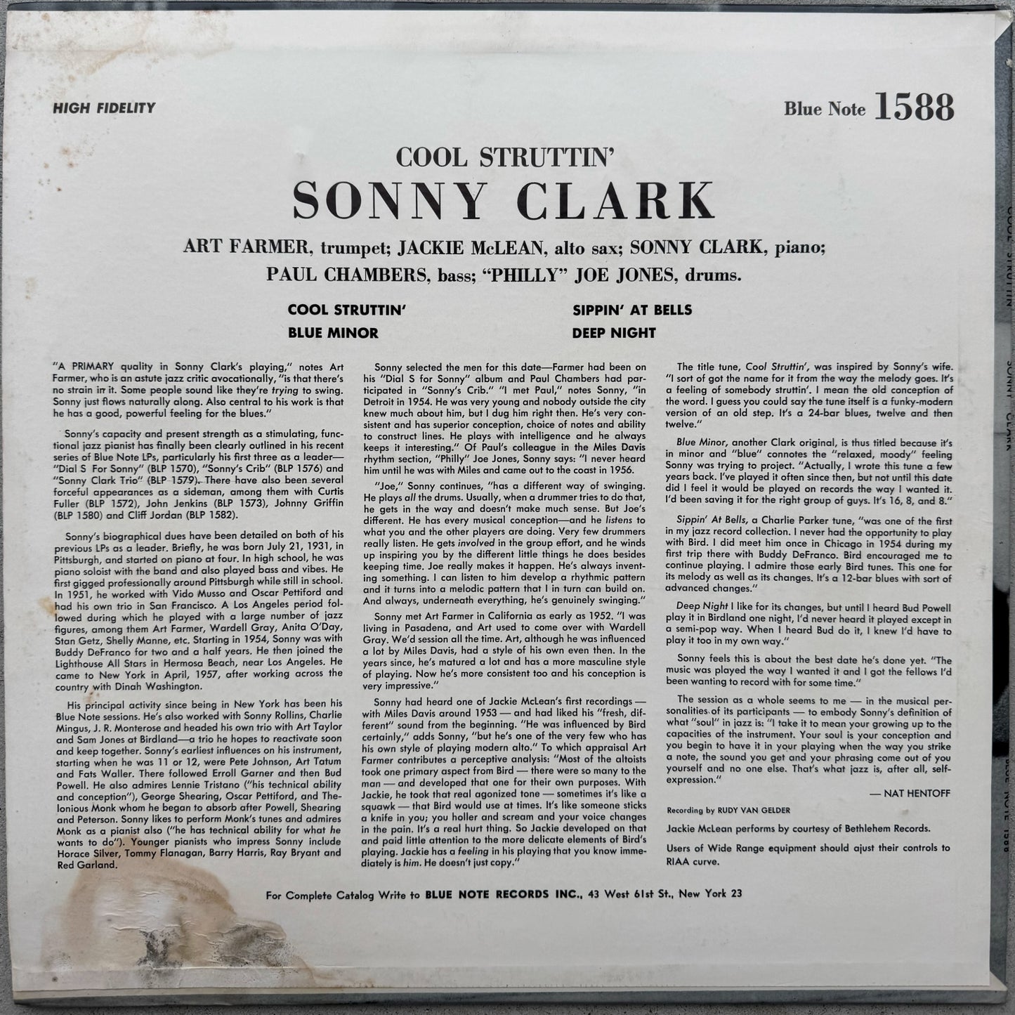 1588/ SONNY CLARK - Cool Struttin’