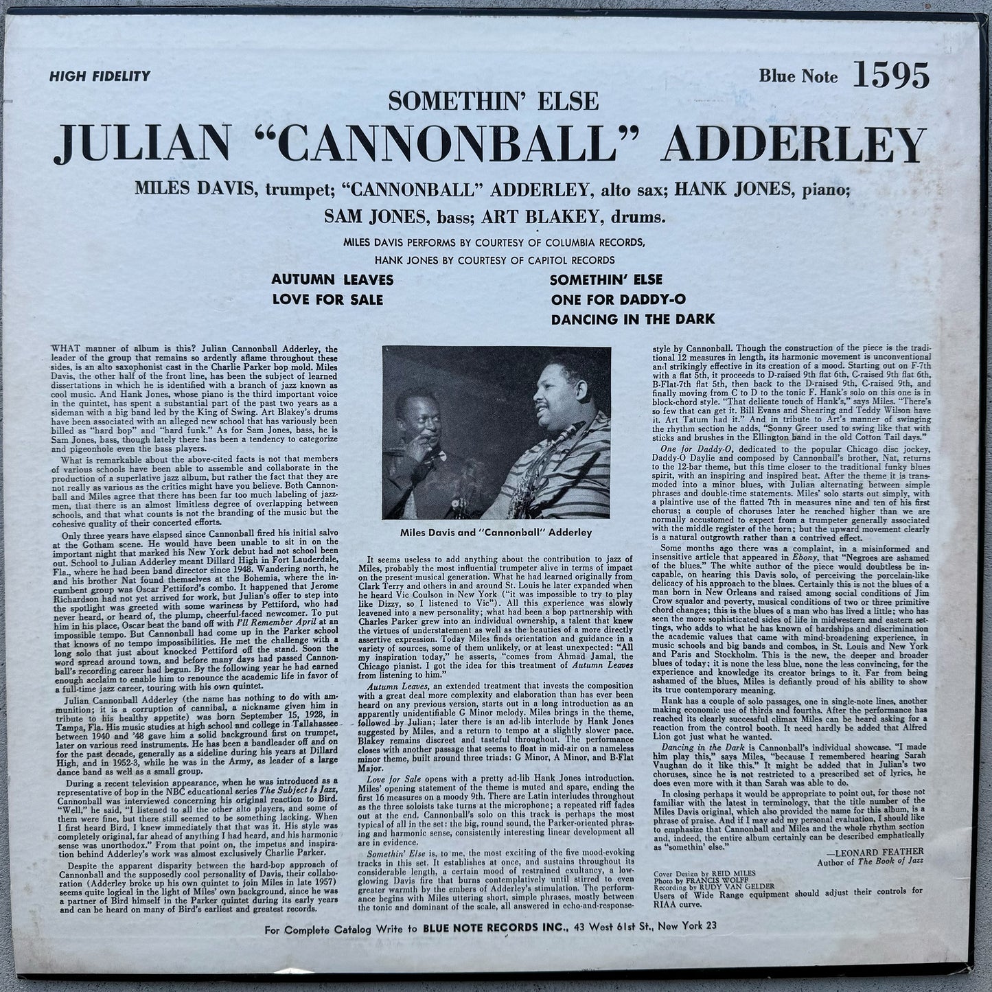 1598/ CANNONBALL ADDERLEY - Somethin' Else