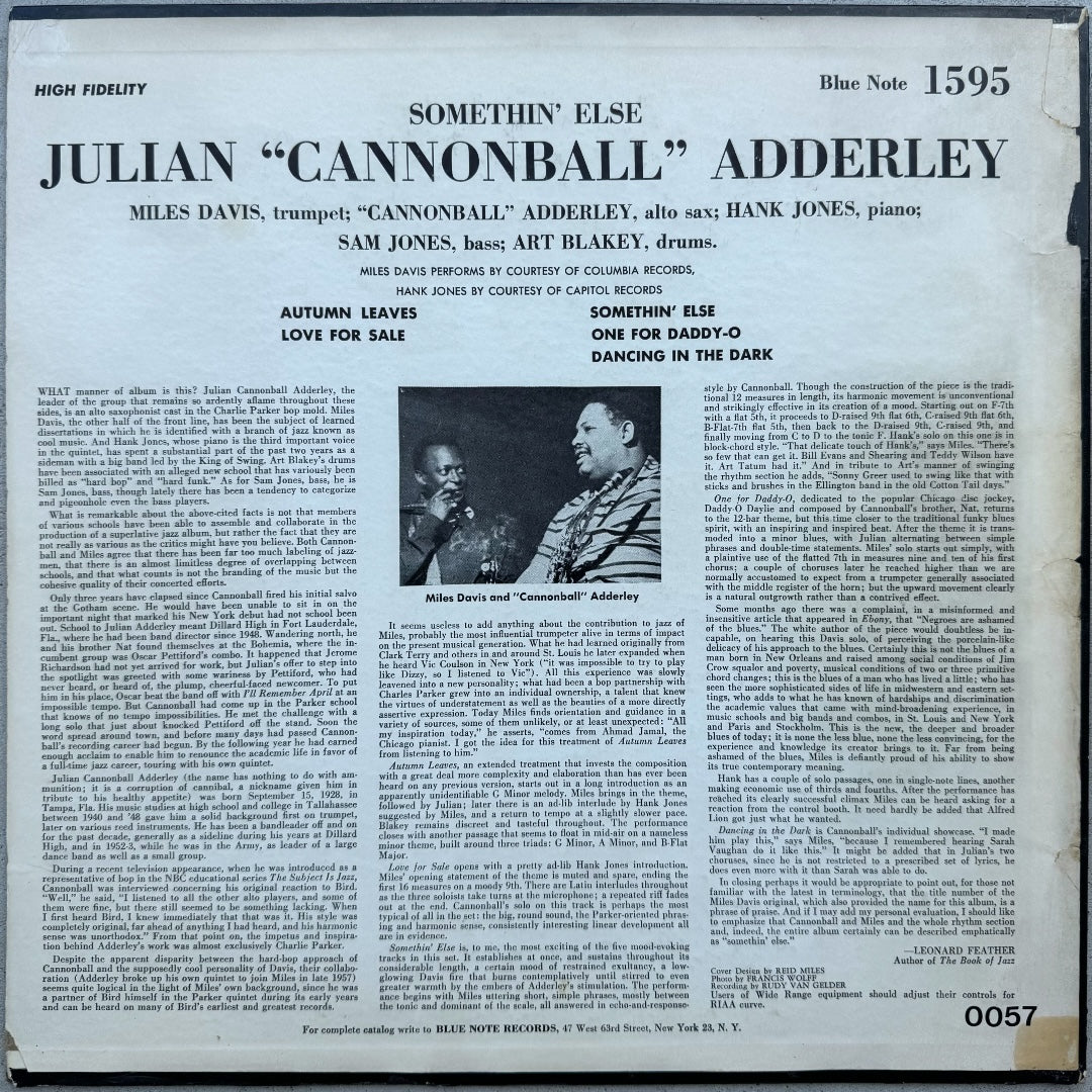 1595/ CANNONBALL ADDERLEY - Somethin' Else