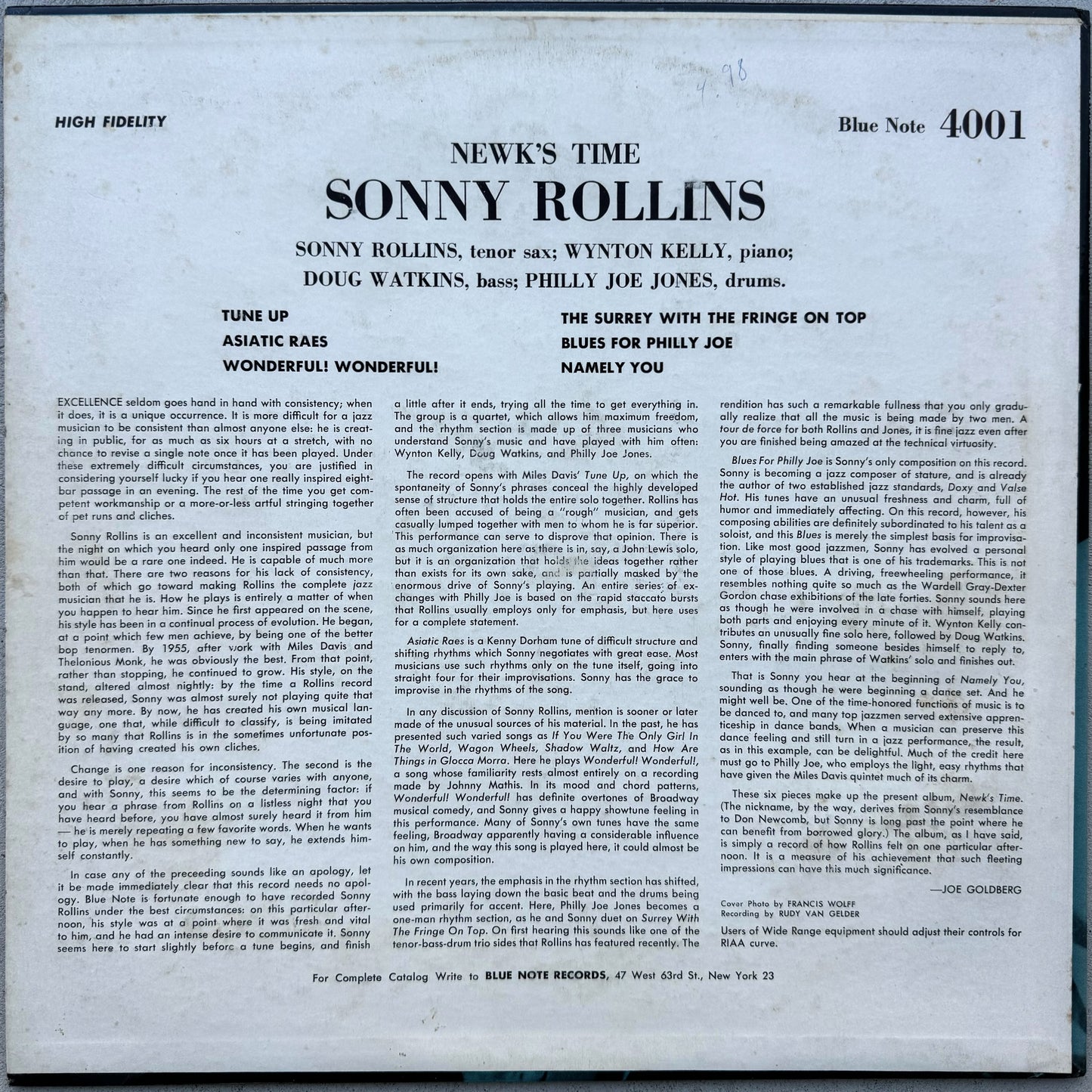 4001/ SONNY ROLLINS - Newk's Time