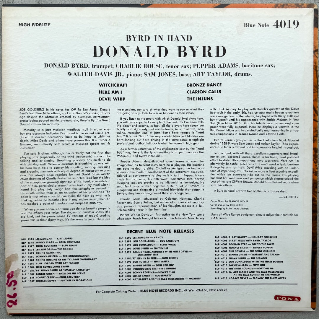 4019/ DONALD BYRD - Byrd In Hand