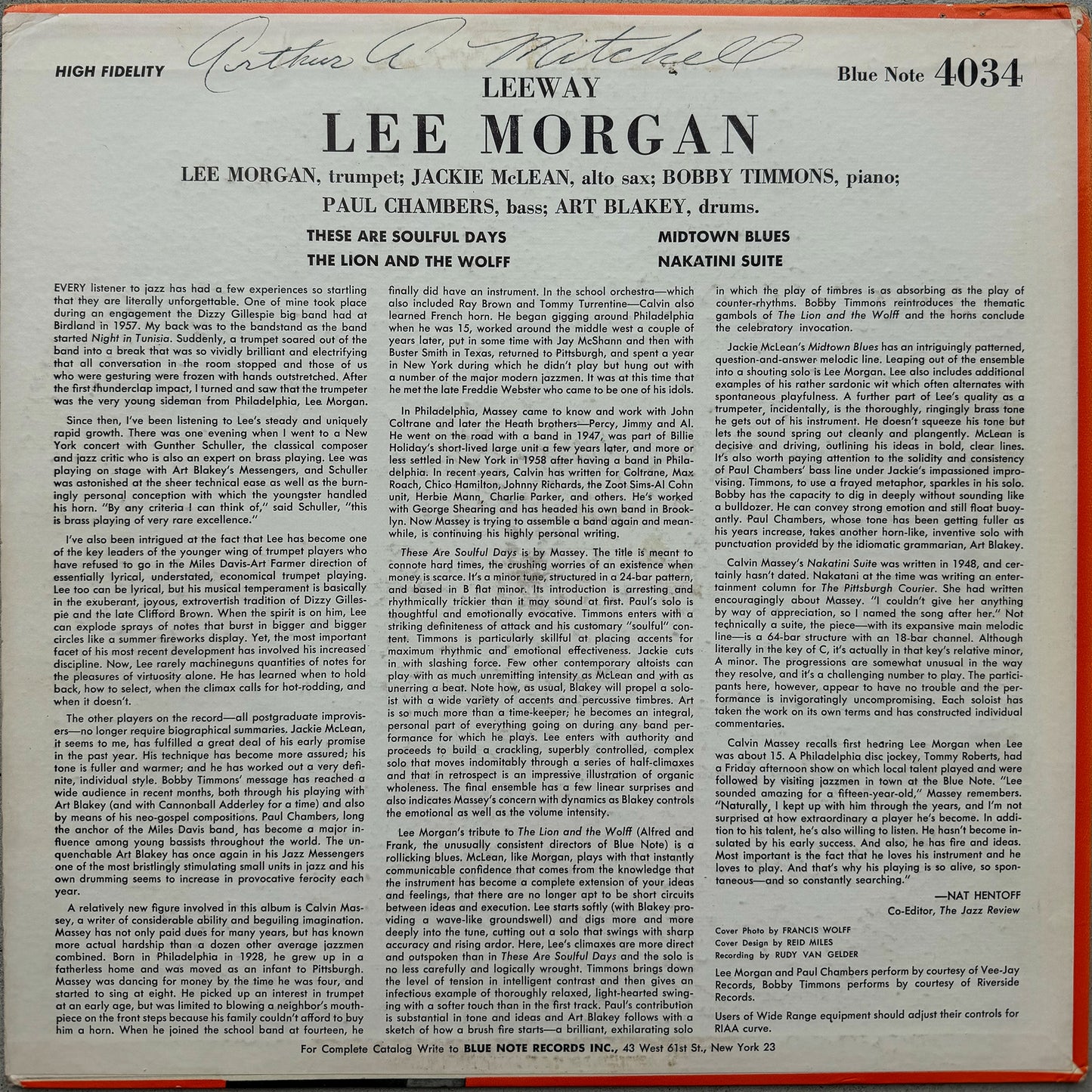 4034/ LEE MORGAN - Lee-Way
