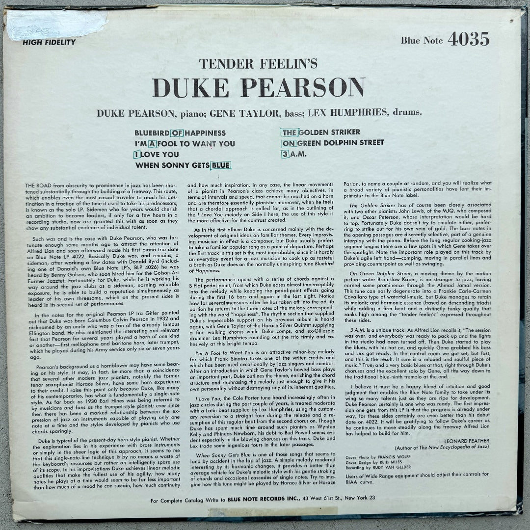 4035/ DUKE PEARSON - Tender Feelin's