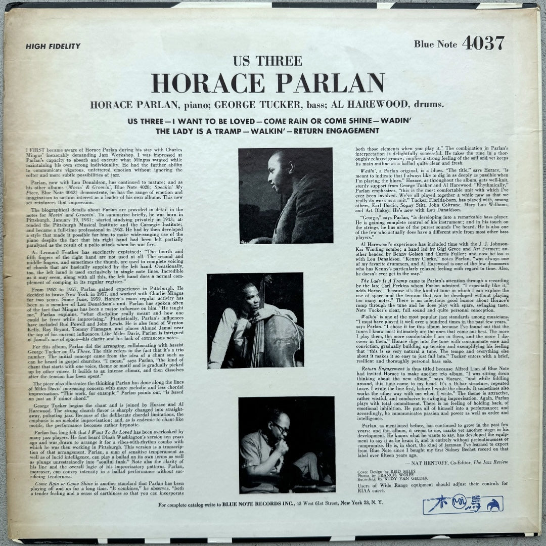 4037/ HORACE PARLAN - Us Three