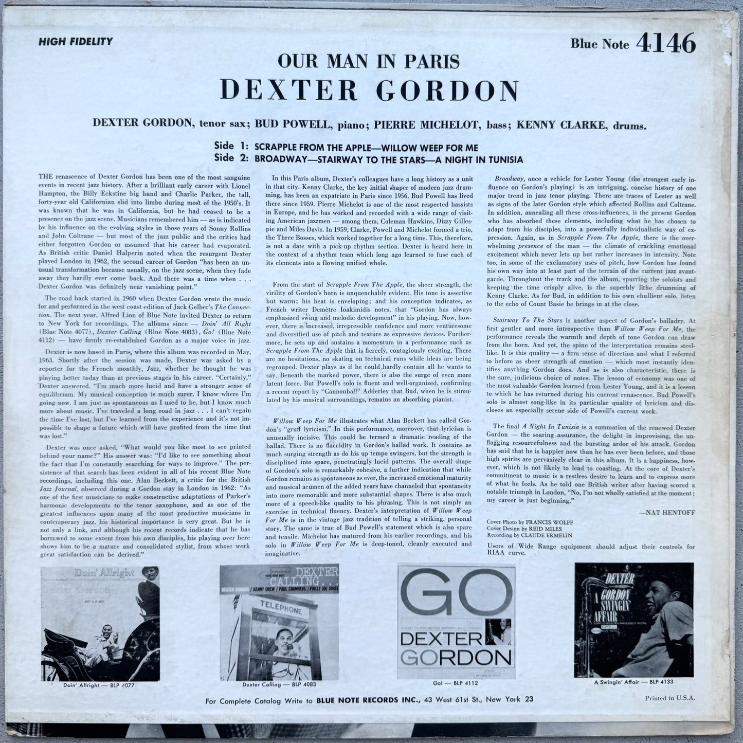 4146/ DEXTER GORDON - Our Man in Paris