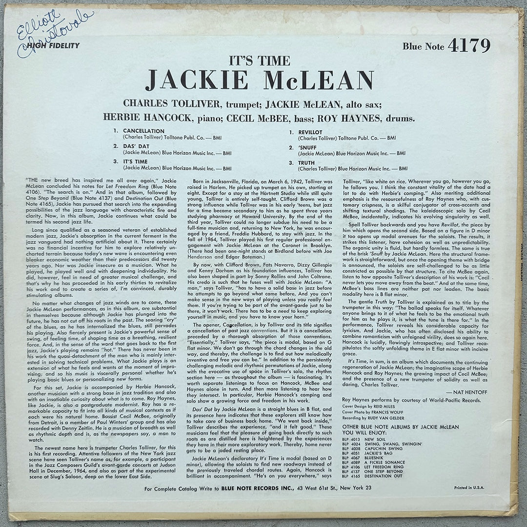 4179/ JACKIE MCLEAN - It's Time