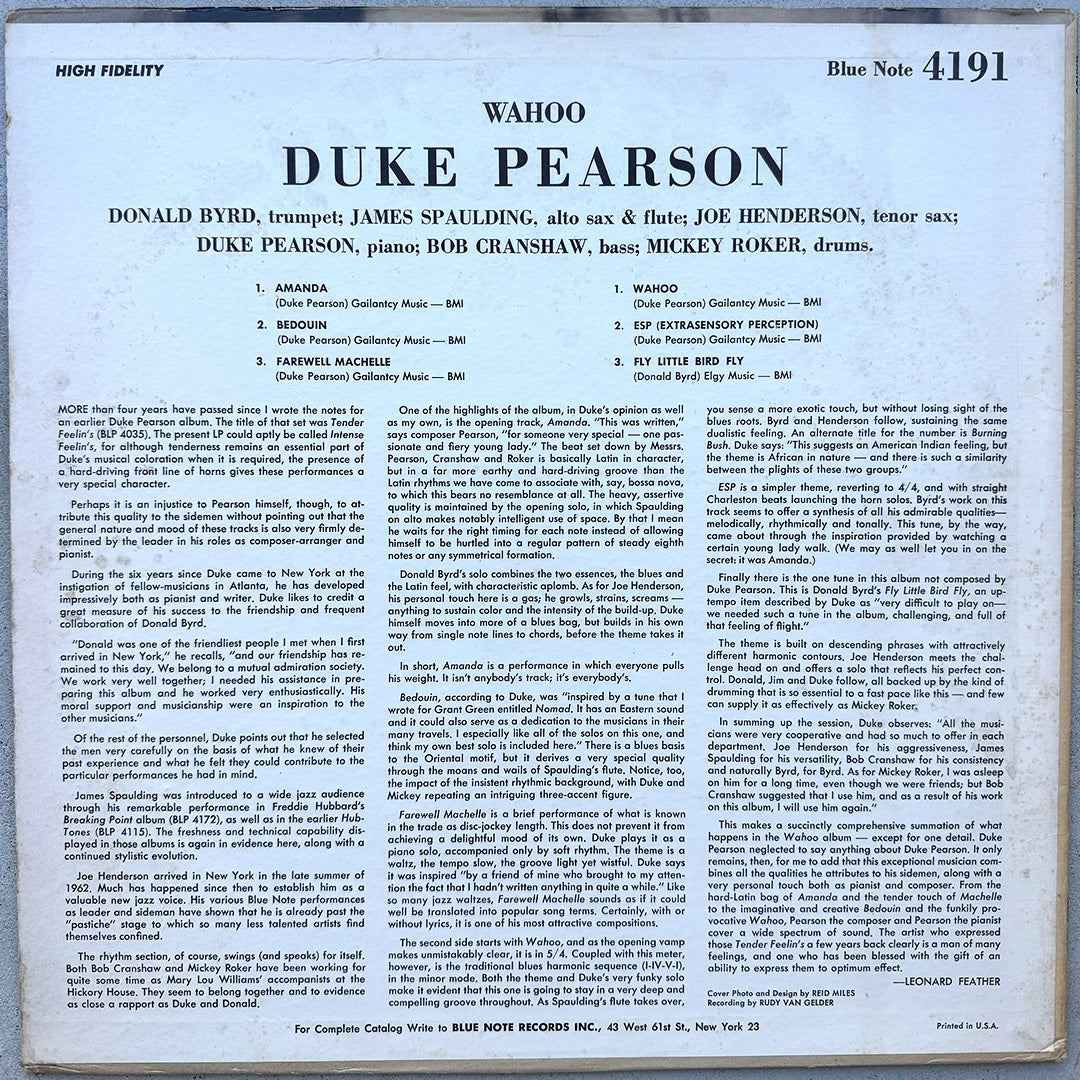 4191/ DUKE PEARSON - Wahoo