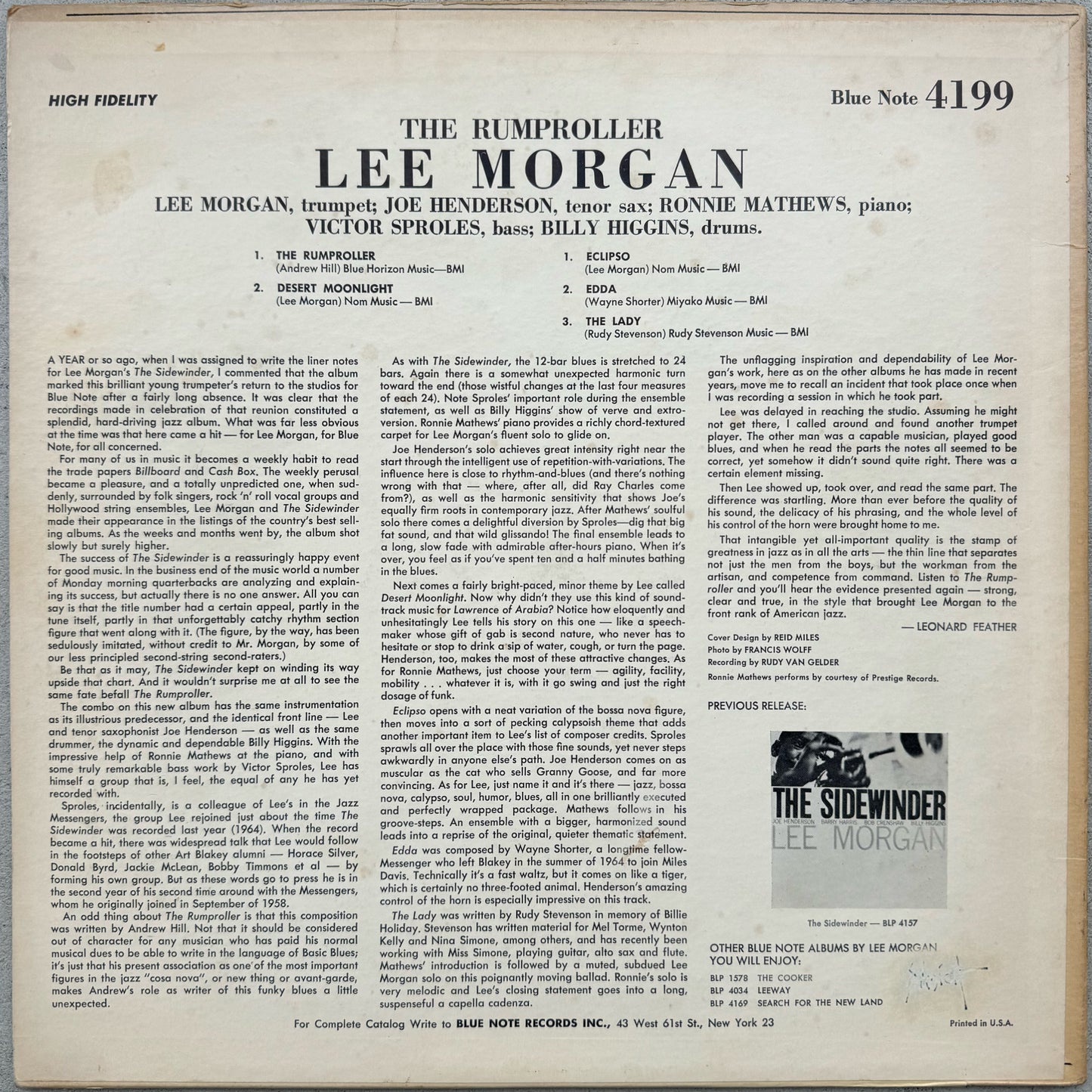 4199/ LEE MORGAN - The Rumproller