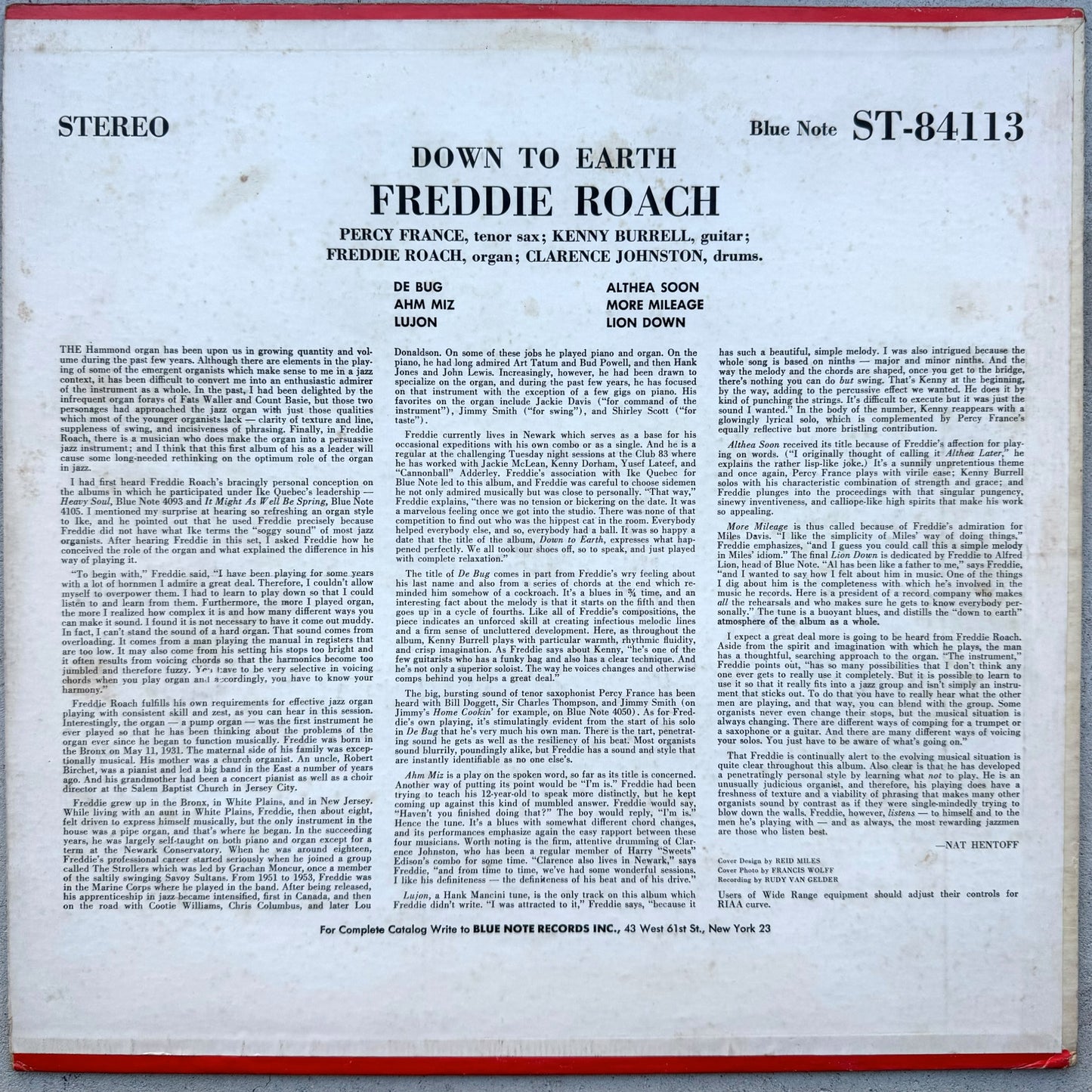 84113/ FREDDIE ROACH - Down To Earth