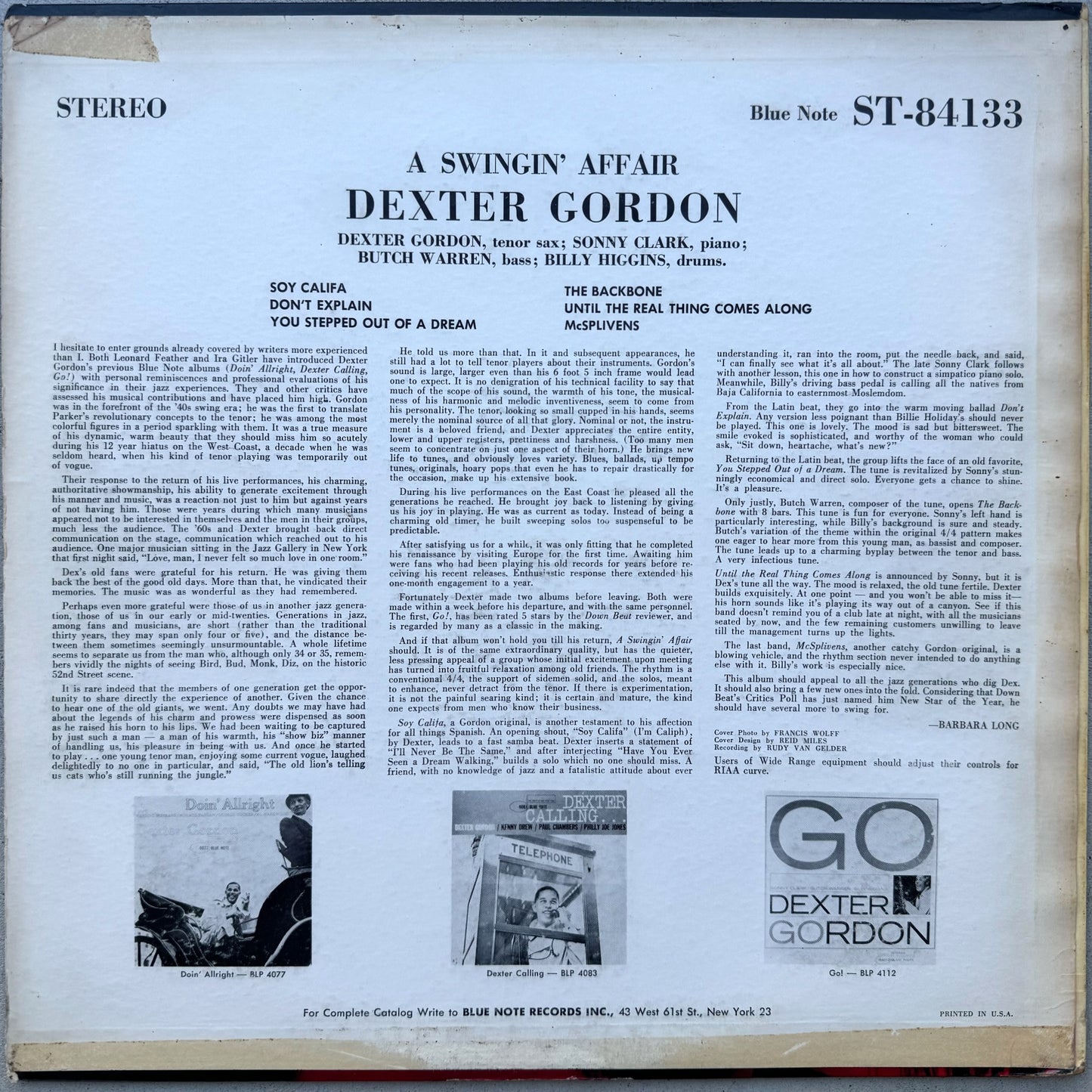 84133/ DEXTER GORDON - A Swingin' Affair