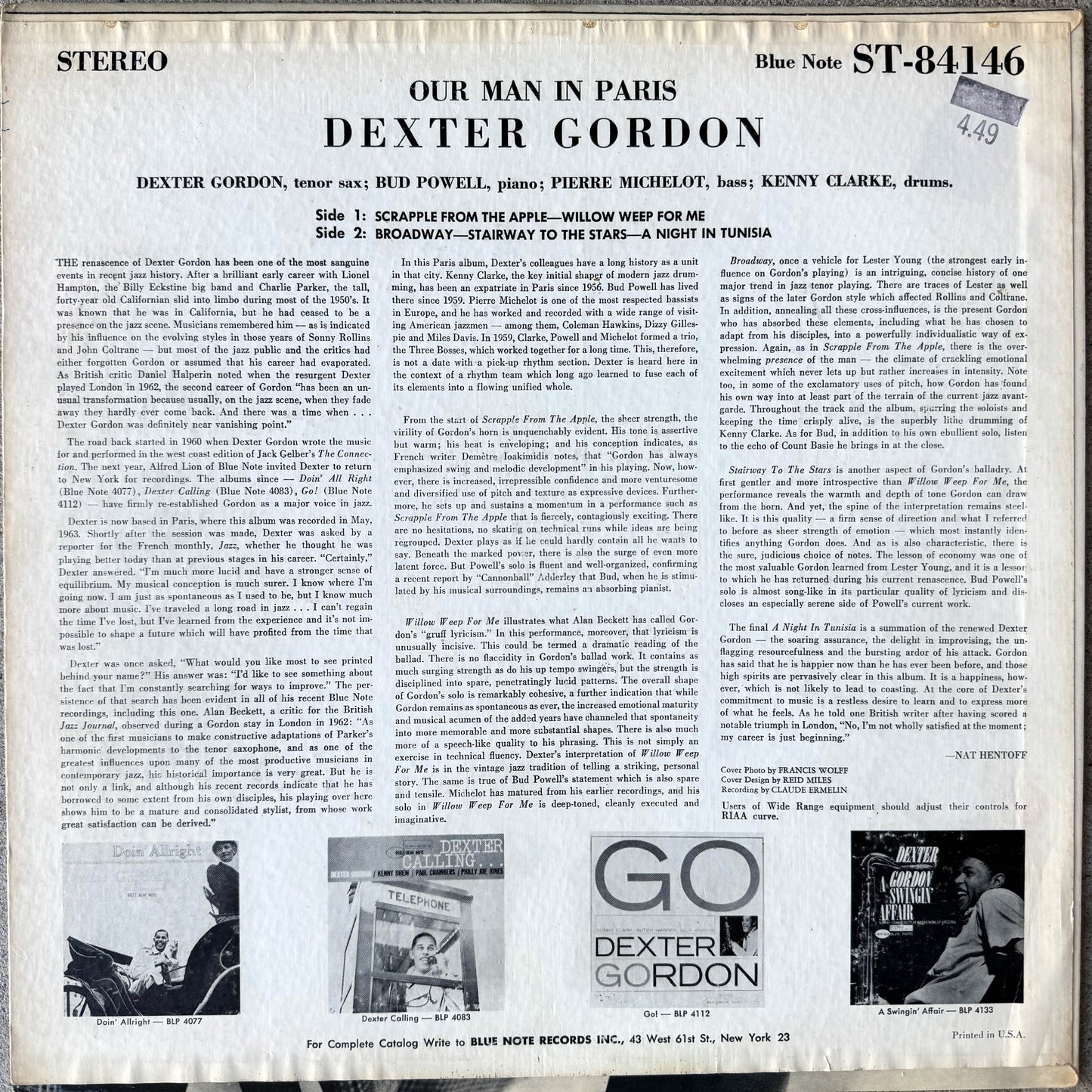 84146/ DEXTER GORDON - Our Man in Paris